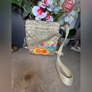 Coach POPPY Signature Canvas Crossbody Bag in Gold